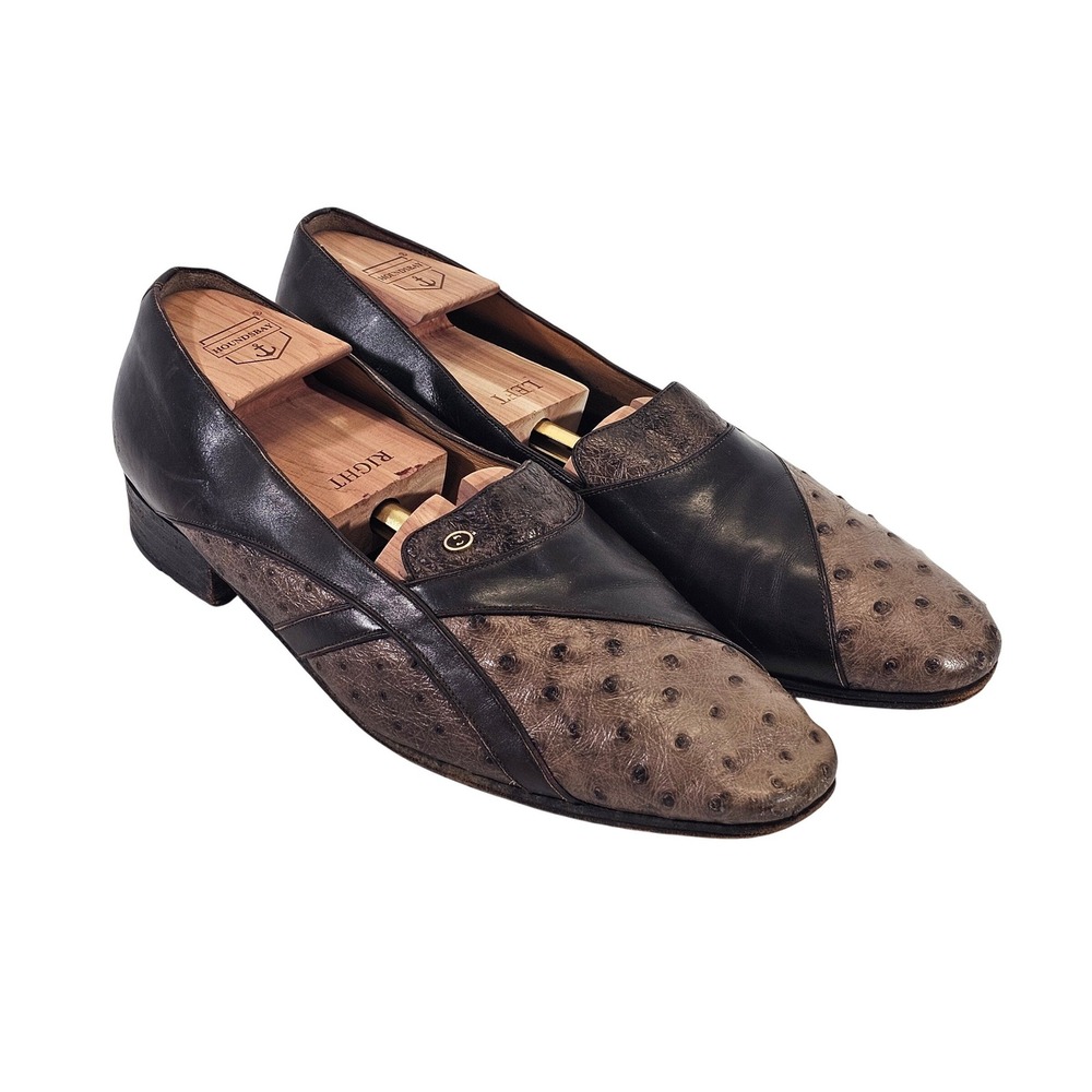 Linea Montenapoleone Loafers Mens Full Quill Ostrich Leather Shoes Made in Italy